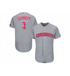Cincinnati Reds #3 Scooter Gennett Grey Flexbase Authentic Collection Stitched MLB Jersey