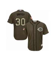 Cincinnati Reds #30 Ken Griffey Authentic Green Salute to Service MLB Jersey