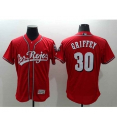 Cincinnati Reds #30 Ken Griffey Jr Los Rojos Majestic Red Flexbase Authentic Collection Team Jersey