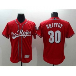 Cincinnati Reds #30 Ken Griffey Jr Los Rojos Majestic Red Flexbase Authentic Collection Team Jersey