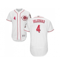 Cincinnati Reds #4 Jose Iglesias White Home Flex Base Authentic Collection Baseball Jersey