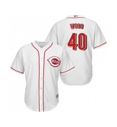 Cincinnati Reds #40 Alex Wood Replica White Home Cool Base Baseball Jersey