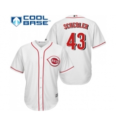 Cincinnati Reds #43 Scott Schebler Replica White Home Cool Base Baseball Jersey