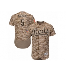 Cincinnati Reds #5 Johnny Bench Camo Flexbase Authentic Collection MLB Jersey