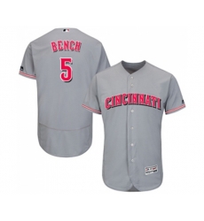 Cincinnati Reds #5 Johnny Bench Grey Flexbase Authentic Collection Baseball Jersey