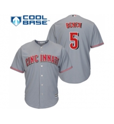 Cincinnati Reds #5 Johnny Bench Replica Grey Road Cool Base Baseball Jersey