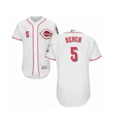 Cincinnati Reds #5 Johnny Bench White Flexbase Authentic Collection MLB Jersey