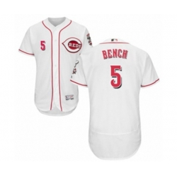 Cincinnati Reds #5 Johnny Bench White Flexbase Authentic Collection MLB Jersey