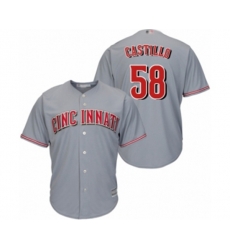 Cincinnati Reds #58 Luis Castillo Replica Grey Road Cool Base Baseball Jersey