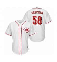 Cincinnati Reds #58 Luis Castillo Replica White Home Cool Base Baseball Jersey