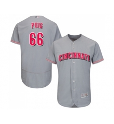 Cincinnati Reds #66 Yasiel Puig Grey Road Flex Base Authentic Collection Baseball Jersey