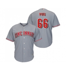Cincinnati Reds #66 Yasiel Puig Replica Grey Road Cool Base Baseball Jersey