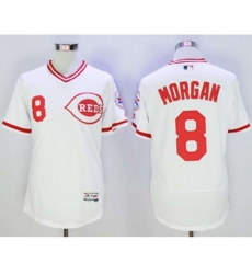Cincinnati Reds #8 joe morgan Majestic white Flexbase Authentic Cooperstown Player Jersey