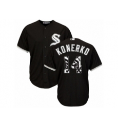 Chicago White Sox #14 Paul Konerko Authentic Black Team Logo Fashion Cool Base MLB Jersey