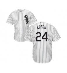 Chicago White Sox #24 Joe Crede White Home Flex Base Authentic Collection Baseball Jersey