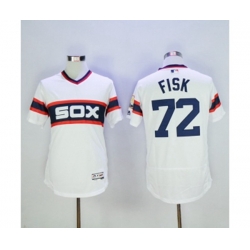 Chicago White Sox #72 Carlton Fisk Majestic white Flexbase Authentic Cooperstown Player Jersey