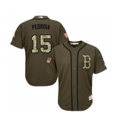Boston Red Sox #15 Dustin Pedroia Authentic Green Salute to Service Baseball Jersey
