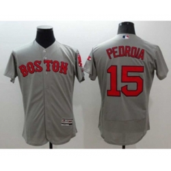 Boston Red Sox #15 Dustin Pedroia Majestic grey Flexbase Authentic Collection Player Jersey