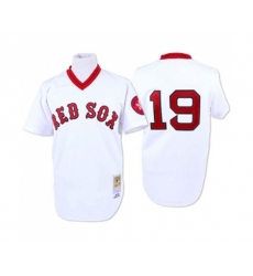 Boston Red Sox #19 Fred Lynn Authentic White Throwback Baseball Jersey