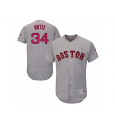 Boston Red Sox #34 David Ortiz Grey Flexbase Authentic Collection MLB Jersey