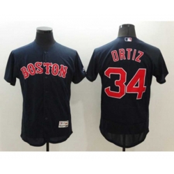 Boston Red Sox #34 David Ortiz Majestic Navy blue Flexbase Authentic Collection Player Jersey
