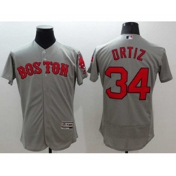 Boston Red Sox #34 David Ortiz Majestic grey Flexbase Authentic Collection Player Jersey