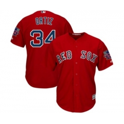 Boston Red Sox #34 David Ortiz Red Cool Base Jersey with Retirement Patch