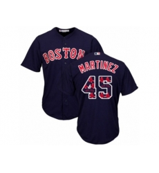 Boston Red Sox #45 Pedro Martinez Authentic Navy Blue Team Logo Fashion Cool Base MLB Jersey