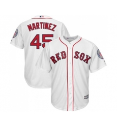 Boston Red Sox #45 Pedro Martinez Replica White Cooperstown Baseball Jersey