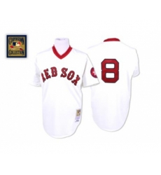 Boston Red Sox #8 Carl Yastrzemski Authentic White Throwback Baseball Jersey