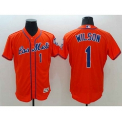 Men New York Mets #1 Mookie Wilson Majestic Orange Flexbase Authentic Collection Player Jersey Men New York Mets #1 Mookie Wilson Majestic Orange Flexbase Authentic Collection Player Jersey