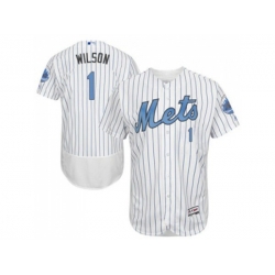 New York Mets #1 Mookie Wilson White(Blue Strip) Flexbase Authentic Collection Stitched Baseball Jersey New York Mets #1 Mookie Wilson White(Blue Strip) Flexbase Authentic Collection Stitched Baseball Jersey