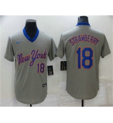 New York Mets #18 Darryl Strawberry Grey Throwback Cooperstown Stitched MLB Cool Base Nike Jersey