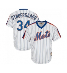 New York Mets #34 Noah Syndergaard Replica White Cooperstown Baseball Jersey