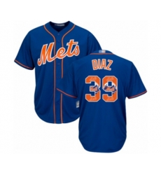 New York Mets #39 Edwin Diaz Authentic Royal Blue Team Logo Fashion Cool Base Baseball Jersey