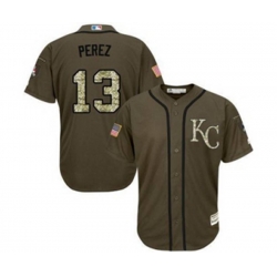 Kansas City Royals #13 Salvador Perez Authentic Green Salute to Service Baseball Jersey Kansas City Royals #13 Salvador Perez Authentic Green Salute to Service Baseball Jersey
