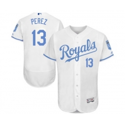 Kansas City Royals #13 Salvador Perez Authentic White 2016 Father Day Fashion Flex Base MLB Jersey Kansas City Royals #13 Salvador Perez Authentic White 2016 Father Day Fashion Flex Base MLB Jersey