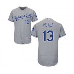 Kansas City Royals #13 Salvador Perez Grey Flexbase Authentic Collection MLB Jersey Kansas City Royals #13 Salvador Perez Grey Flexbase Authentic Collection MLB Jersey
