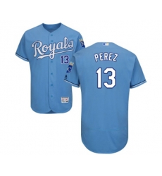 Kansas City Royals #13 Salvador Perez Light Blue Alternate Flex Base Authentic Collection Baseball Jersey