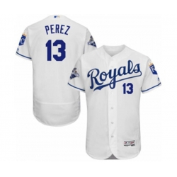 Kansas City Royals #13 Salvador Perez Majestic White FlexBase Player Jersey with World Series Commemorative Patch Kansas City Royals #13 Salvador Perez Majestic White FlexBase Player Jersey with World Series Commemorative Patch