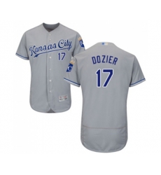 Kansas City Royals #17 Hunter Dozier Grey Road Flex Base Authentic Collection Baseball Jersey