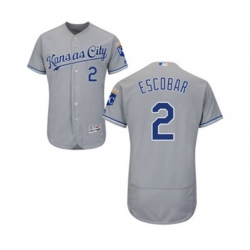 Kansas City Royals #2 Alcides Escobar Grey Flexbase Authentic Collection MLB Jersey Kansas City Royals #2 Alcides Escobar Grey Flexbase Authentic Collection MLB Jersey