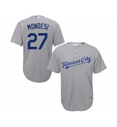 Kansas City Royals #27 Adalberto Mondesi Replica Grey Road Cool Base Baseball Jersey
