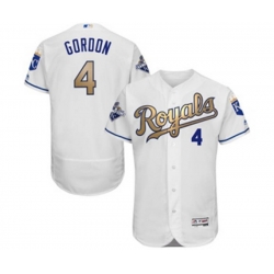 Kansas City Royals #4 Alex Gordon Authentic White 2015 World Series Champions Gold Program FlexBase MLB Jersey Kansas City Royals #4 Alex Gordon Authentic White 2015 World Series Champions Gold Program FlexBase MLB Jersey