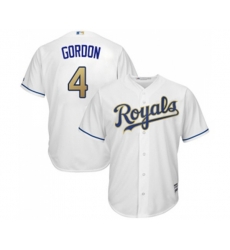 Kansas City Royals #4 Alex Gordon Replica White Home Cool Base Baseball Jersey