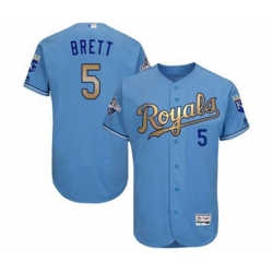 Kansas City Royals #5 George Brett Authentic Light Blue 2015 World Series Champions Gold Program FlexBase MLB Jersey Kansas City Royals #5 George Brett Authentic Light Blue 2015 World Series Champions Gold Program FlexBase MLB Jersey