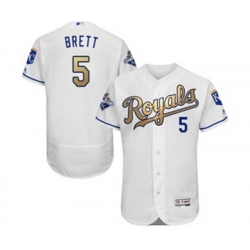 Kansas City Royals #5 George Brett Authentic White 2015 World Series Champions Gold Program FlexBase MLB Jersey Kansas City Royals #5 George Brett Authentic White 2015 World Series Champions Gold Program FlexBase MLB Jersey