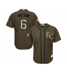 Kansas City Royals #6 Willie Wilson Authentic Green Salute to Service Baseball Jersey