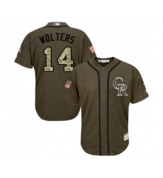 Colorado Rockies #14 Tony Wolters Authentic Green Salute to Service Baseball Jersey