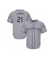 Colorado Rockies #21 Jonathan Lucroy Replica Grey Road Cool Base MLB Jersey